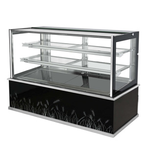 R&Mirrored right angle refrigerated food display case